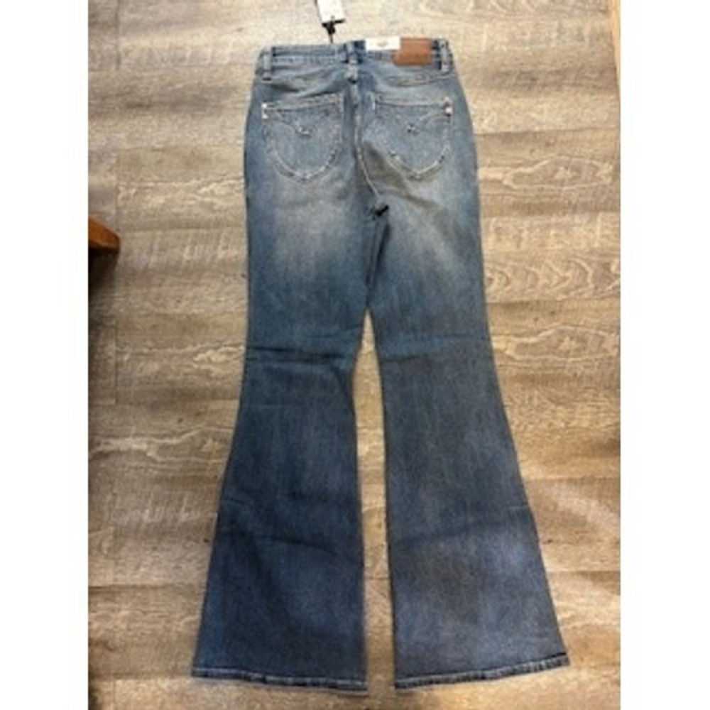 Judy Blue Midrise Flare Jeans Womens Medium Wash Denim Bell Bottoms Trendy - Picture 2 of 4